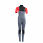 Preview: ION Capture Neoprenanzug Kurzarm 3/2 mm Back-Zip Kinder Jugendliche stahl-blau rot-schwarz