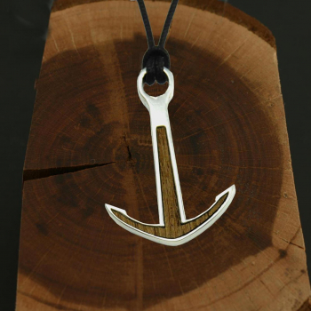 Argento+Surf Gioielli in argento Collana in legno Anchor XL