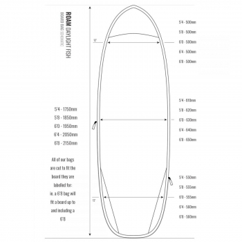 ROAM Boardbag Surfboard Daylight Hybrid Fish 6.4