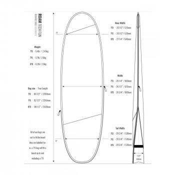 ROAM Boardbag Surfboard Tech Bag Funboard PLUS 7.6