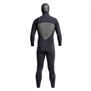 Xcel Drylock Hooded X2 Wetsuit 6/5mm Front-Zip Men Black Backview