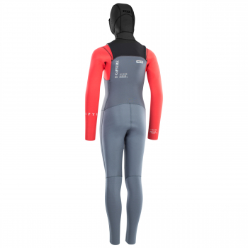 Traje de neopreno ION Capture Semidry Hood 6/5mm Cremallera frontal Hombre Azul acero/rojo/negro