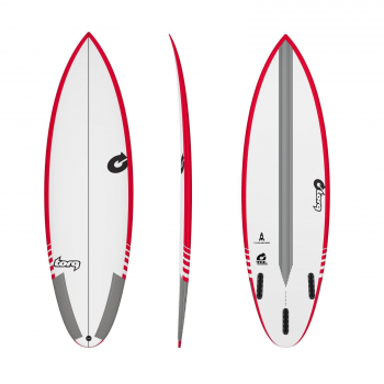 Surfboard TORQ Epoxy TEC Thruster 6.3 Rail Rojo