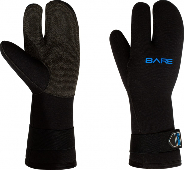 Bare Neoprene Glove 7mm K-Palm 3-Finger Mitt Black