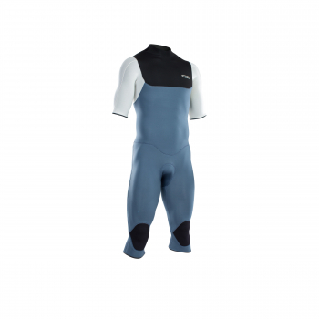 Traje de neopreno ION Seek Core Manga corta 3/2mm Cremallera dorsal Hombre azul acero/blanco/negro