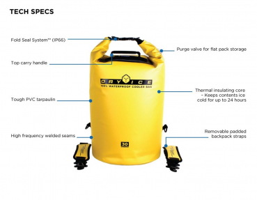 Overboard wasserdichte Kühltasche 30 Liter gelb Beschreibung