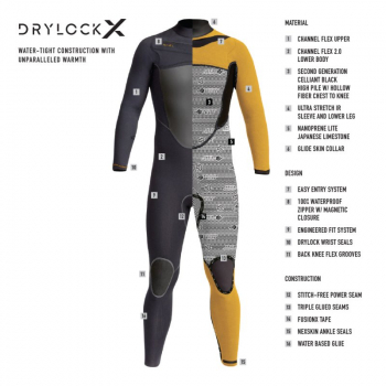 Xcel Drylock X X2 Traje 5/4mm Cremallera frontal Hombre Negro