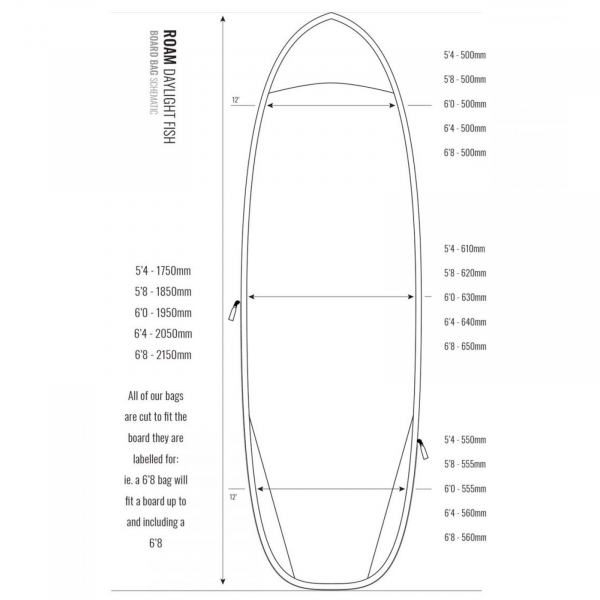 ROAM Boardbag Surfboard Daylight Hybrid Fish 6.4