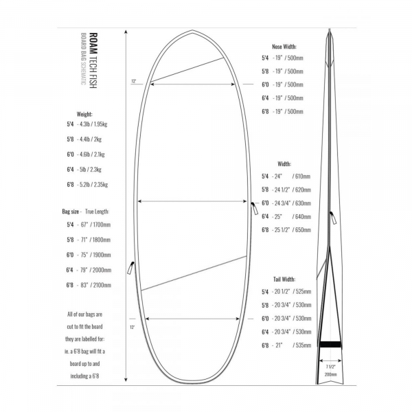 ROAM Boardbag Surfboard Tech Bag Hybrid Fish 6.0