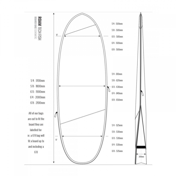 ROAM Boardbag Surfboard Tech Bag Hybrid Fish 6.8