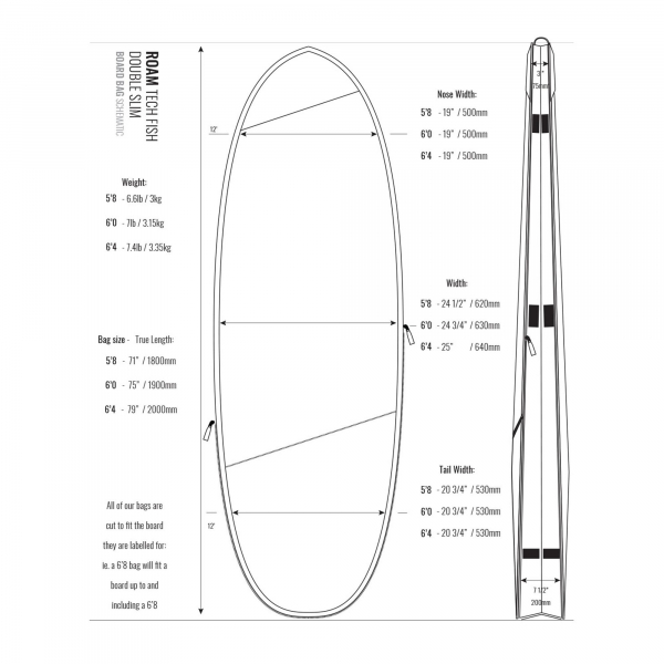 ROAM Boardbag Surfboard Tech Bag Double Fish 5.8