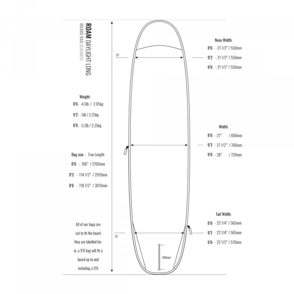 ROAM Boardbag Tabla de surf Daylight Long PLUS 8.6
