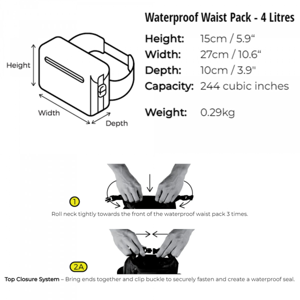 OverBoard wasserdichte Hüfttasche LIGHT 4 L Schw