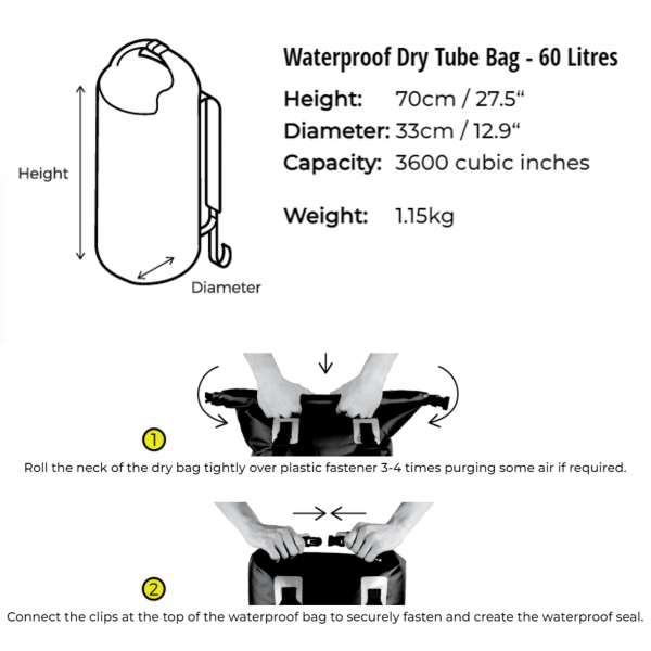OverBoard sacco impermeabile 60 litri grigio