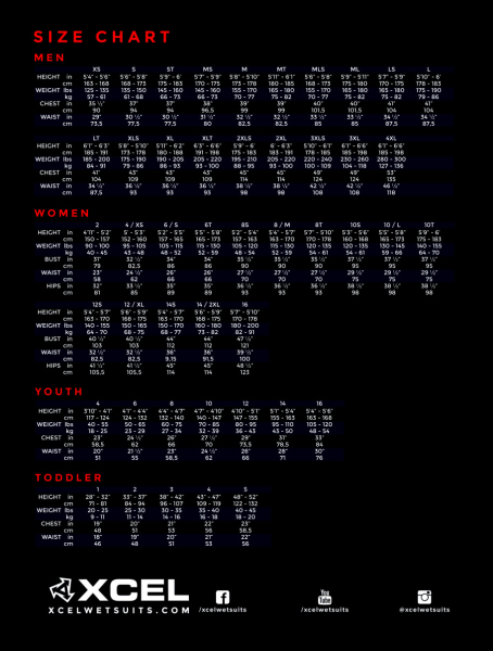  Xcel Size Chart