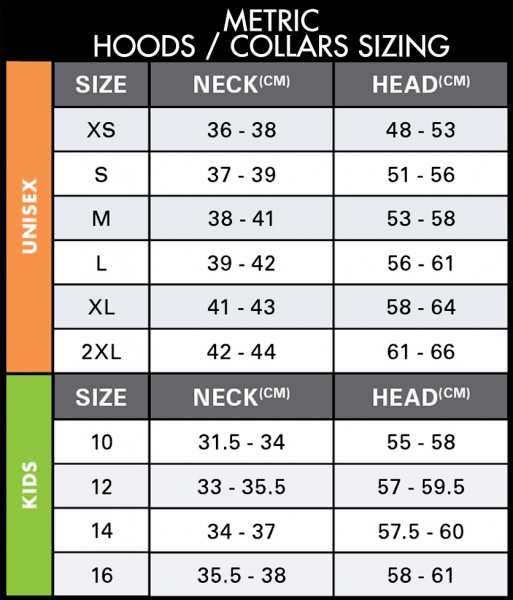 Oneill Size Chart Hoods