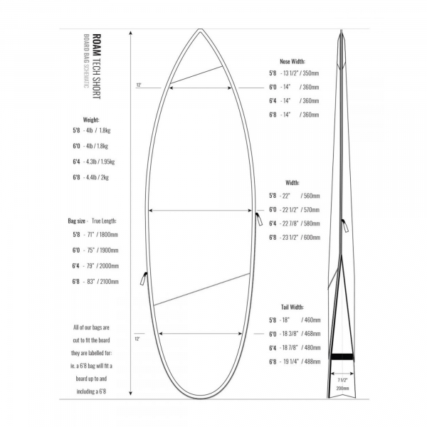 ROAM Boardbag Surfboard Tech Bag Shortboard 6.8