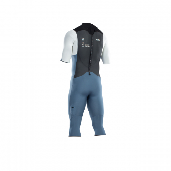 Traje de neopreno ION Seek Core Manga corta 3/2mm Cremallera dorsal Hombre azul acero/blanco/negro