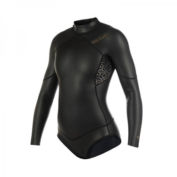 Mystic Diva Longarm SS Wetsuit 3/2 Backzip BS Women Black 2019 Front