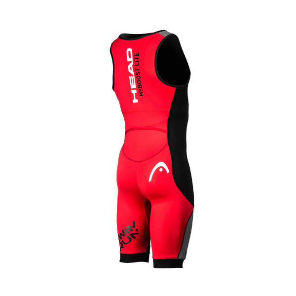 Head My Boost Lite Sleeveless SwimRun Shorty Neoprenanzug Herren Schwarz/Silber/Rot Rueckansicht