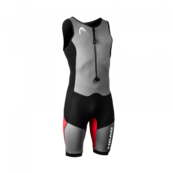 Head My Boost Lite Sleeveless SwimRun Shorty Neoprenanzug Herren Schwarz/Silber/Rot Vorderansicht