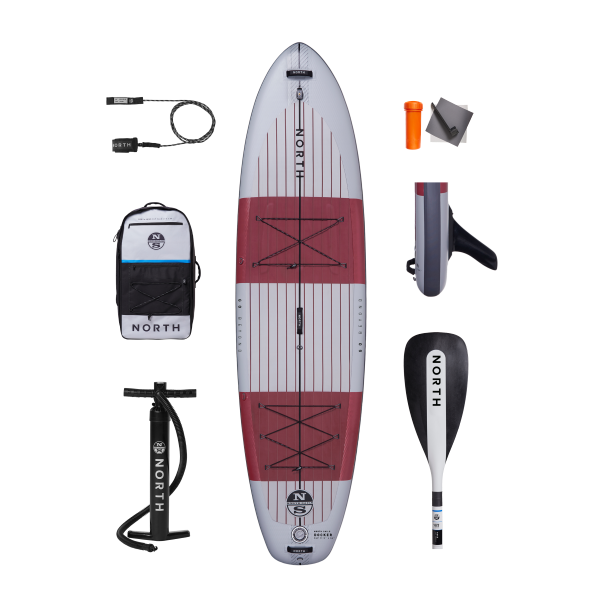 North SUP Docker Planche de standup paddle gonflable Package Ciel Gris 11'0" x 34" x 6" OneSize