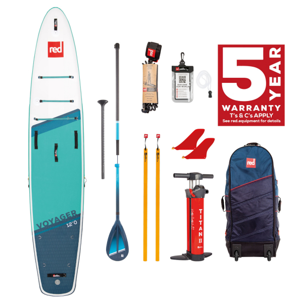 Red Paddle Co VOYAGER SUP SET 12'0" x 28" x 4.7" MSL Vert-Blanc