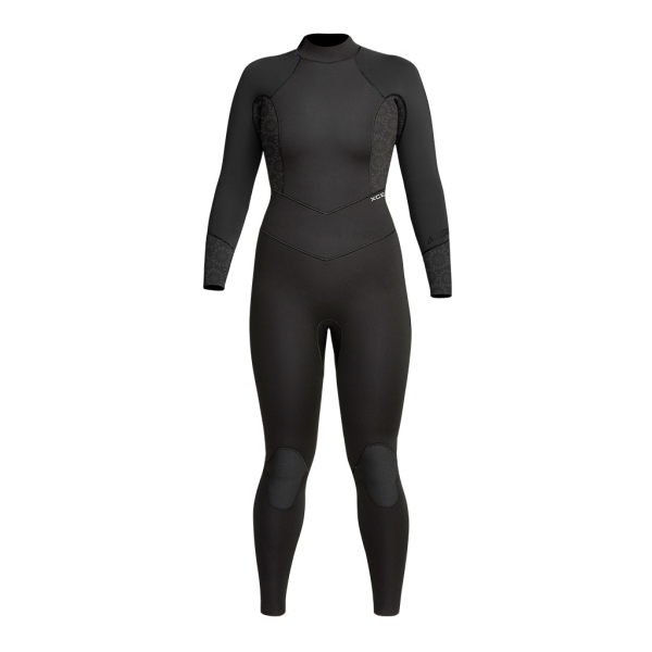 Traje de neopreno Xcel Axis OS 4/3mm Back-Zip Mujer Negro Flor