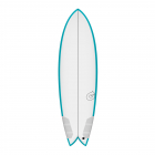 Surfboard TORQ TEC Twin Fish 5.8 Teal Rail