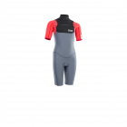 ION Capture wetsuit shorty short sleeve 2/2 mm front zip kids youth steel-blue red-black