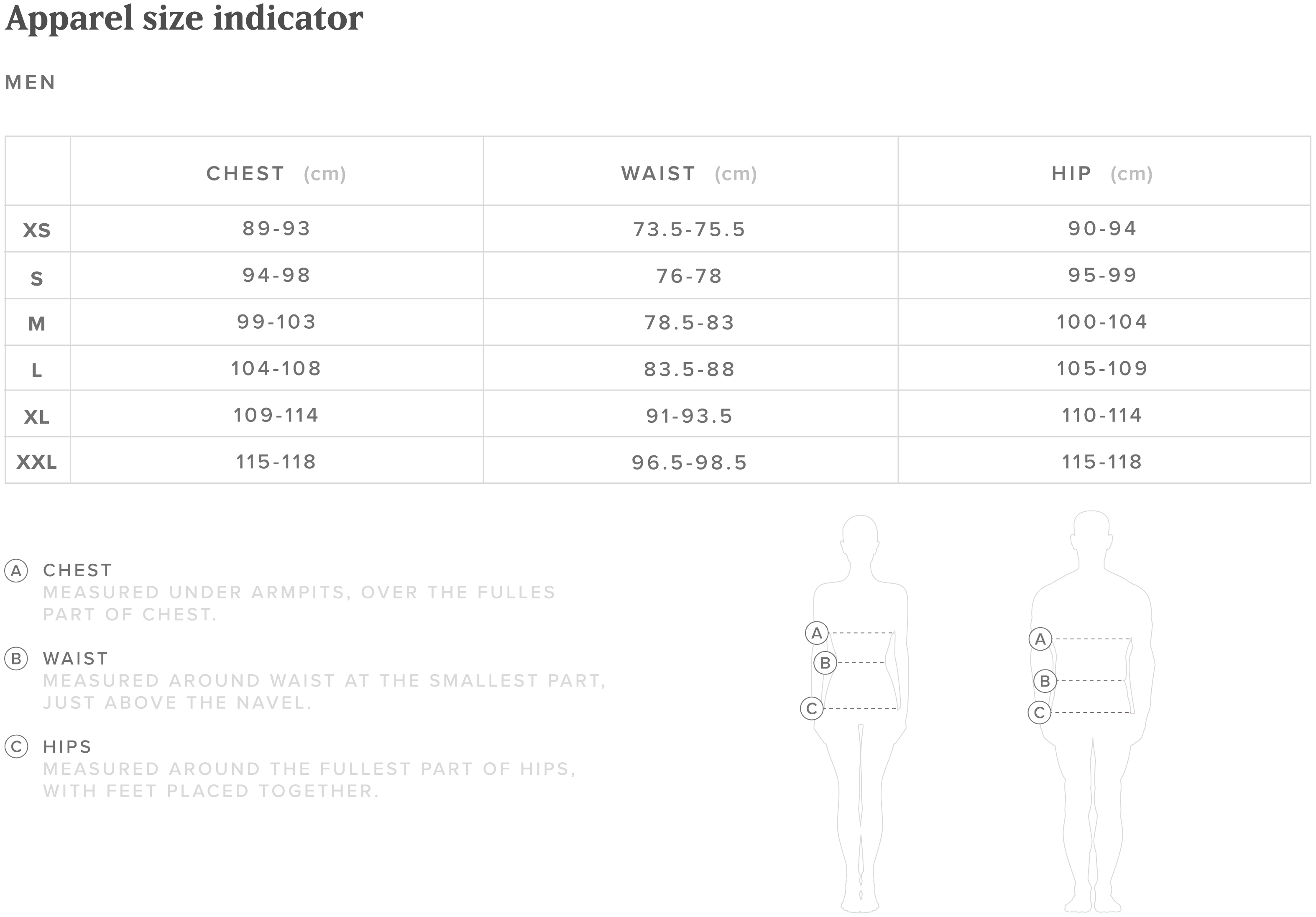 Mystic Sweat Men Size Chart