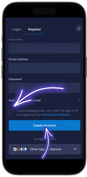 Rainbet Check the box confirming you are over 18 years of age