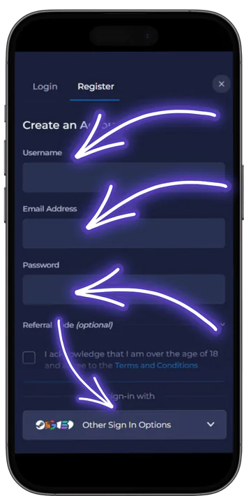 Rainbet registration form